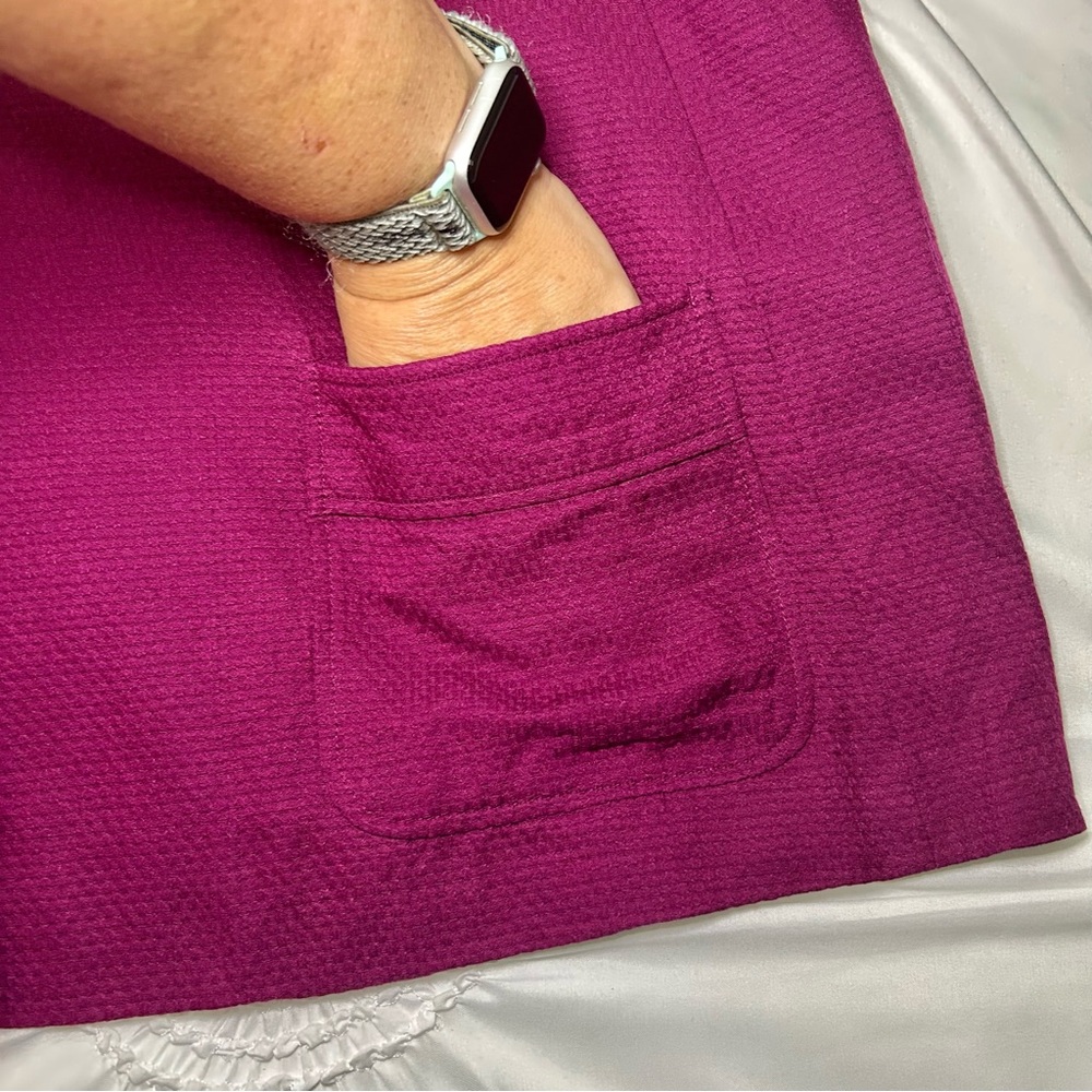 J. Jill Fuchsia Plum Silk & Cotton Blend Button Front Short Sleeve Blazer Sz XL - Picture 9 of 16